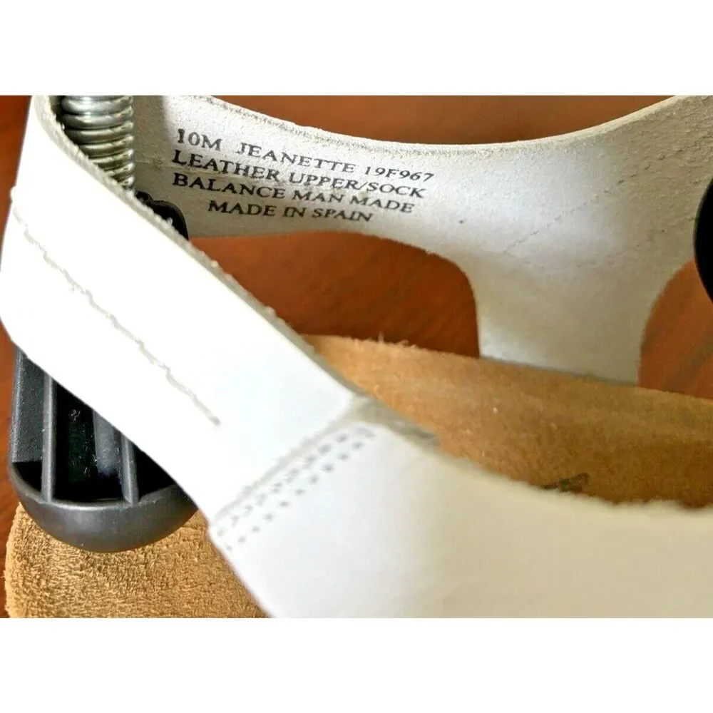 OTBT Jeanette White Leather Slingback Sandals Women's Size 10 Made in Spain NEW